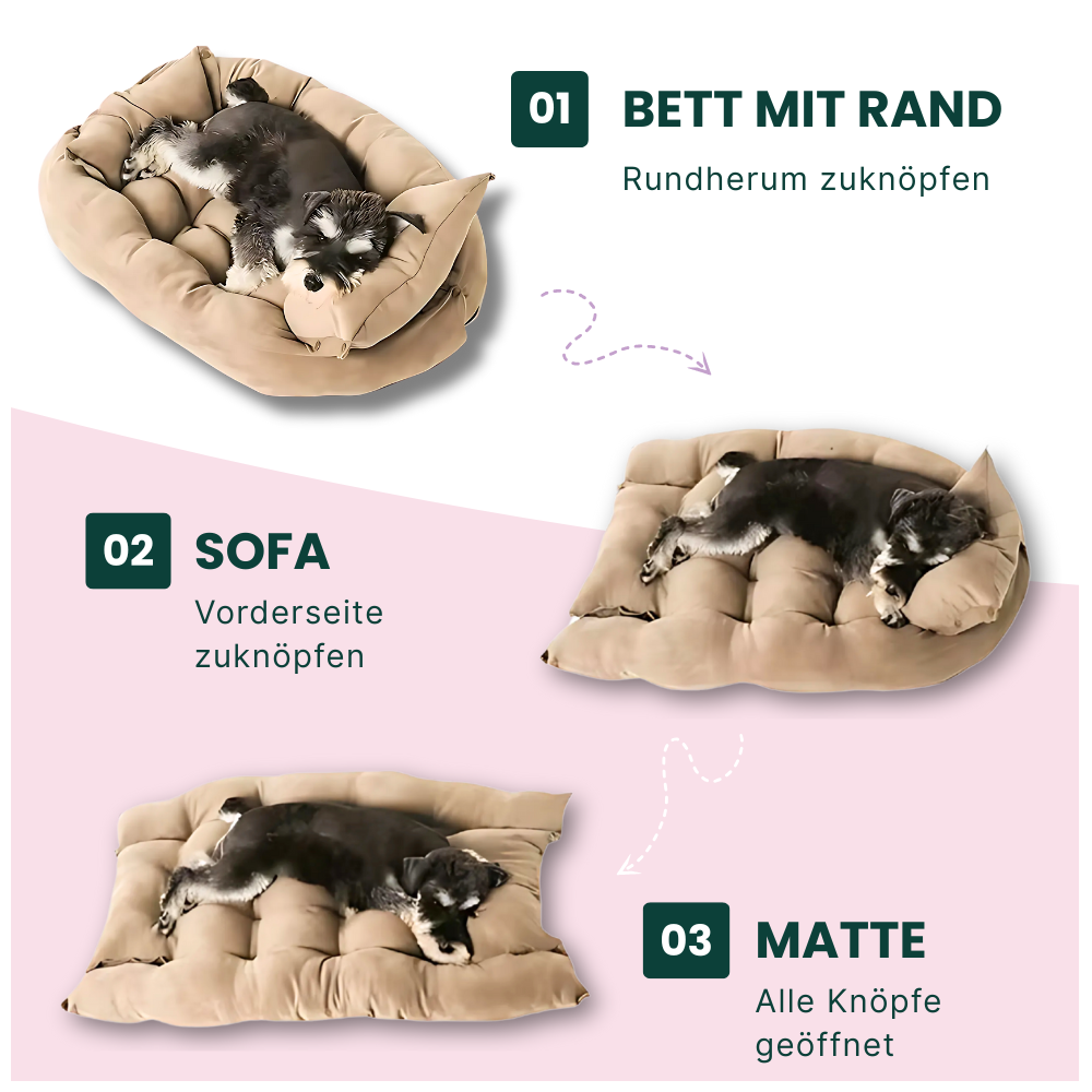Multifunktionales 3-in-1 Haustierbett – Sofa, Matte & Bett in Sekunden