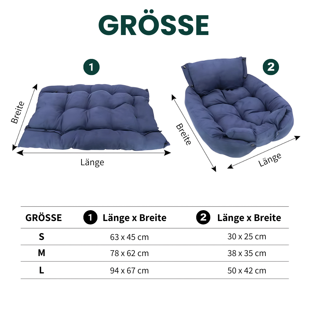 Multifunktionales 3-in-1 Haustierbett – Sofa, Matte & Bett in Sekunden