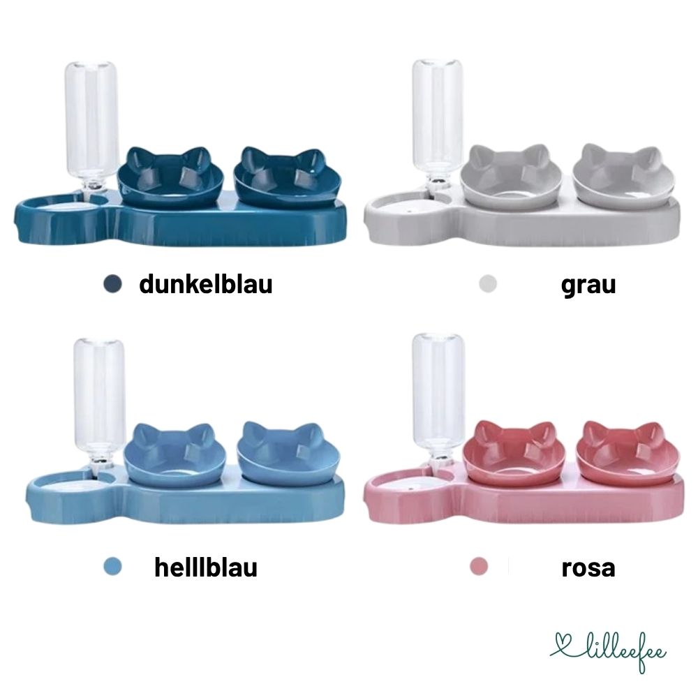 3-in-1 Katzen Napfstation mit automatischer Wasserzufuhr