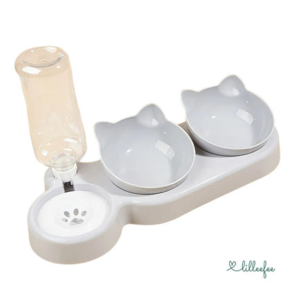 3-in-1 Katzen Napfstation mit automatischer Wasserzufuhr