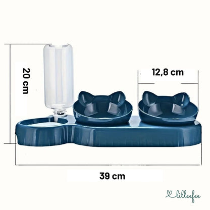 3-in-1 Katzen Napfstation mit automatischer Wasserzufuhr