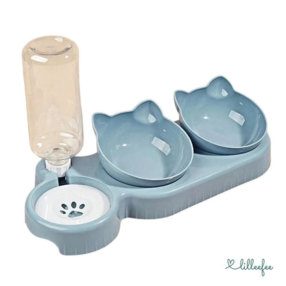3-in-1 Katzen Napfstation mit automatischer Wasserzufuhr
