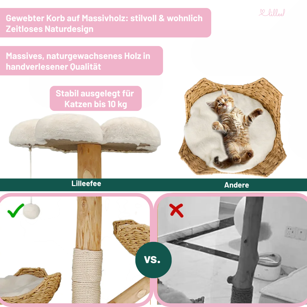 Stilvoller Design-Katzenbaum – Massivholz Activity Center 110 cm