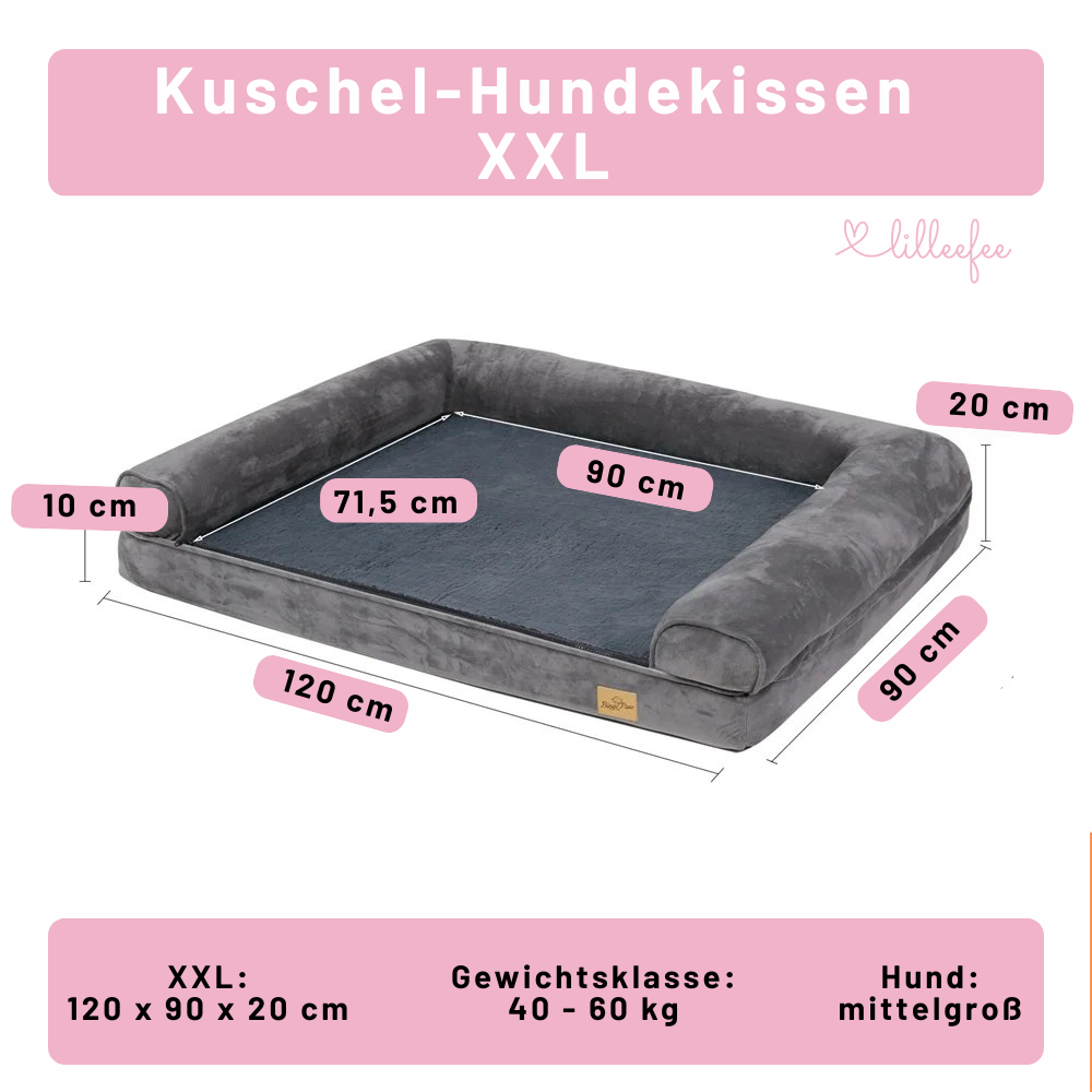 Kuschel-Hundekissen mit orthopädischem Memory-Schaum in L bis XXXL