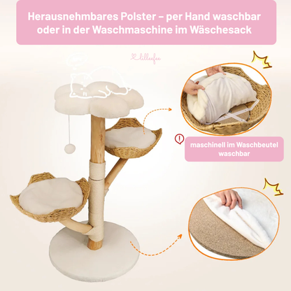 Stilvoller Design-Katzenbaum – Massivholz Activity Center 110 cm