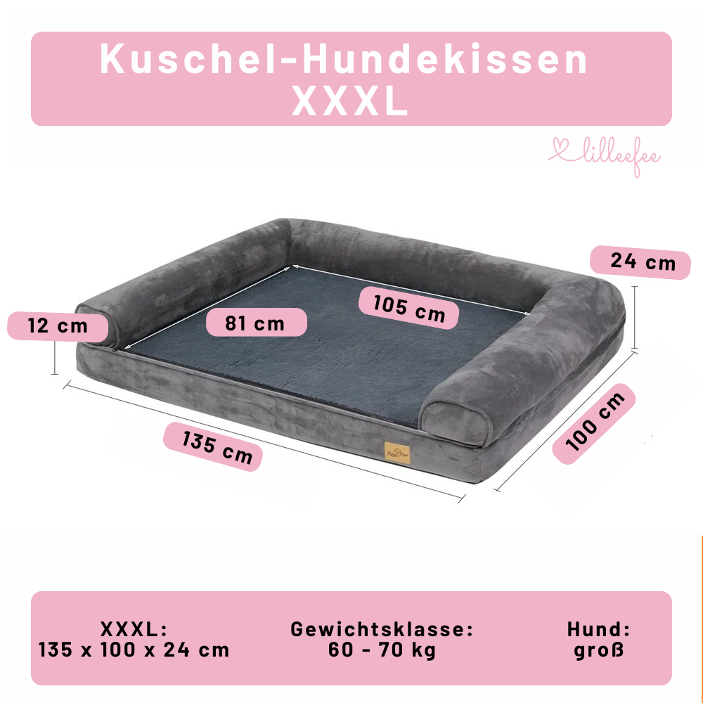 Kuschel-Hundekissen mit orthopädischem Memory-Schaum in L bis XXXL