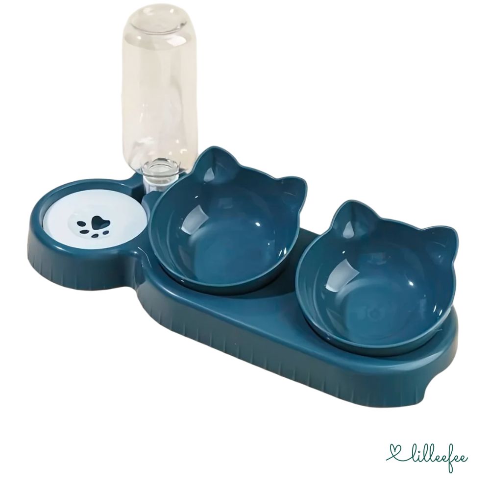 3-in-1 Katzen Napfstation mit automatischer Wasserzufuhr