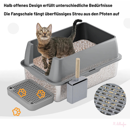 Edelstahl-Katzentoilette-offen
