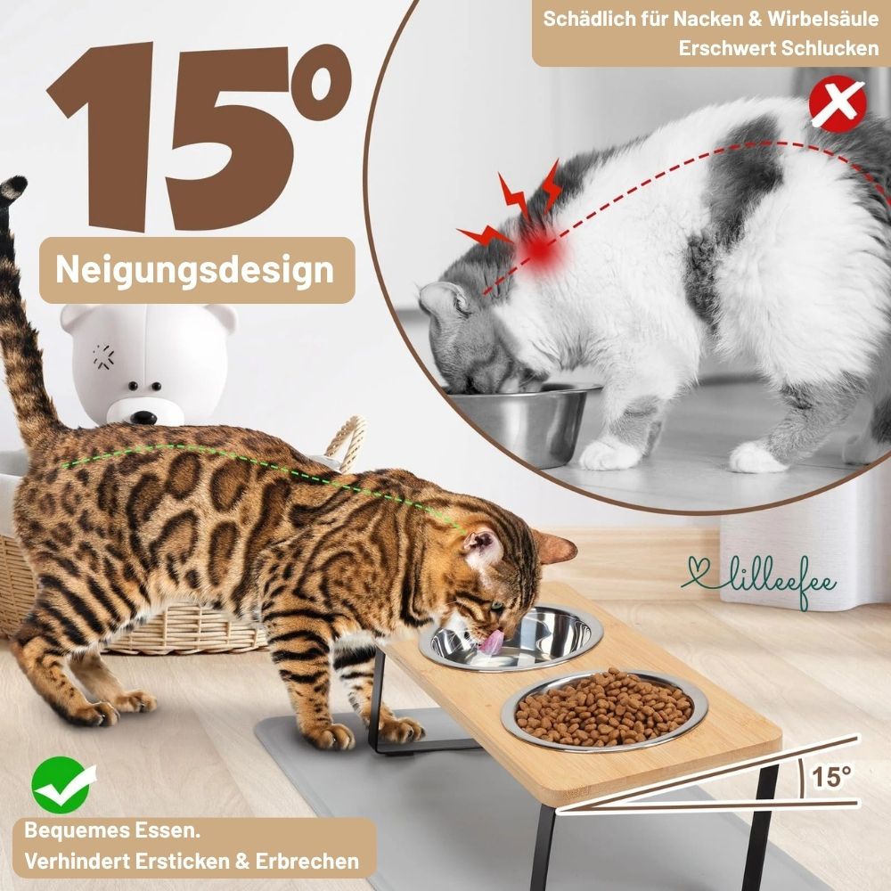 Ergonomische Futterstation für Katzen - erhöht und geneigt für gesündere Fresshaltung
