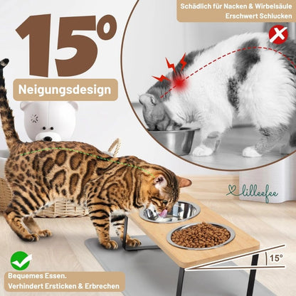 Ergonomische Futterstation für Katzen - erhöht und geneigt für gesündere Fresshaltung