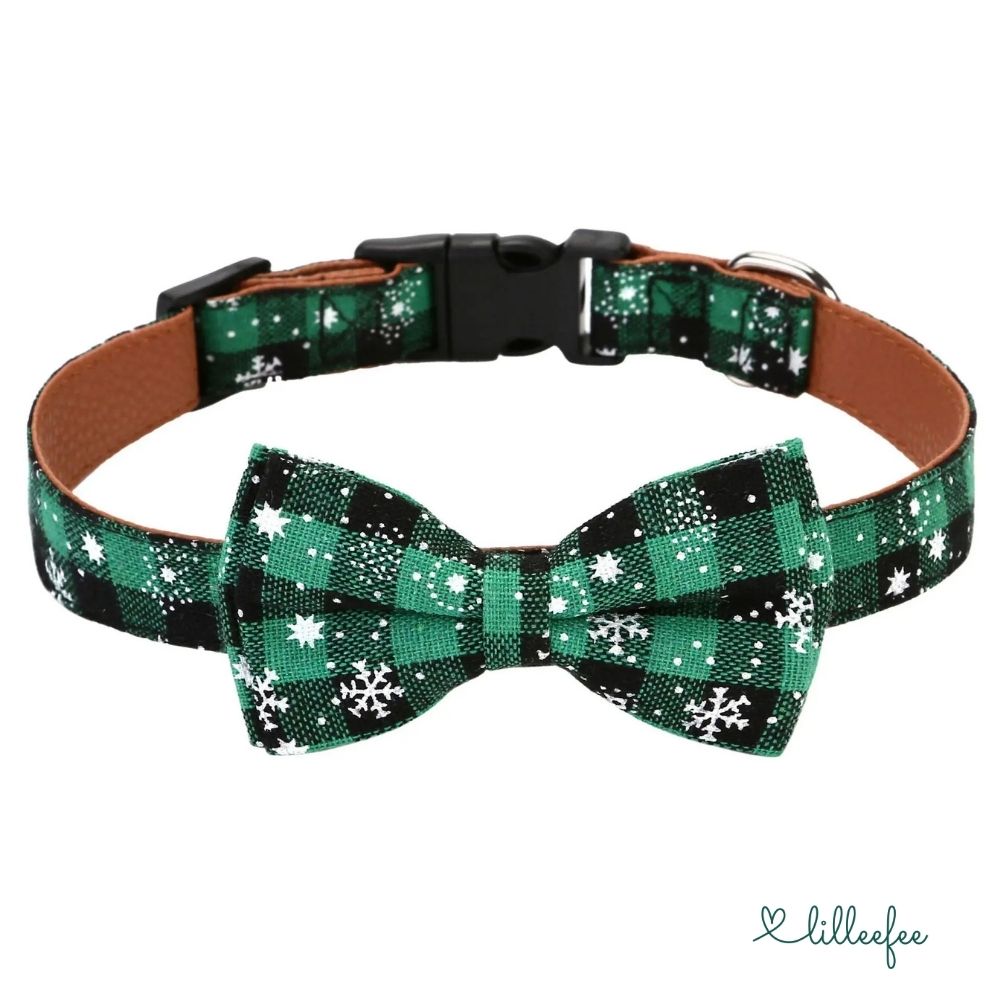 Hundehalsband Weihnachts-Edition : Festliches Design mit Schleife oder Blüte