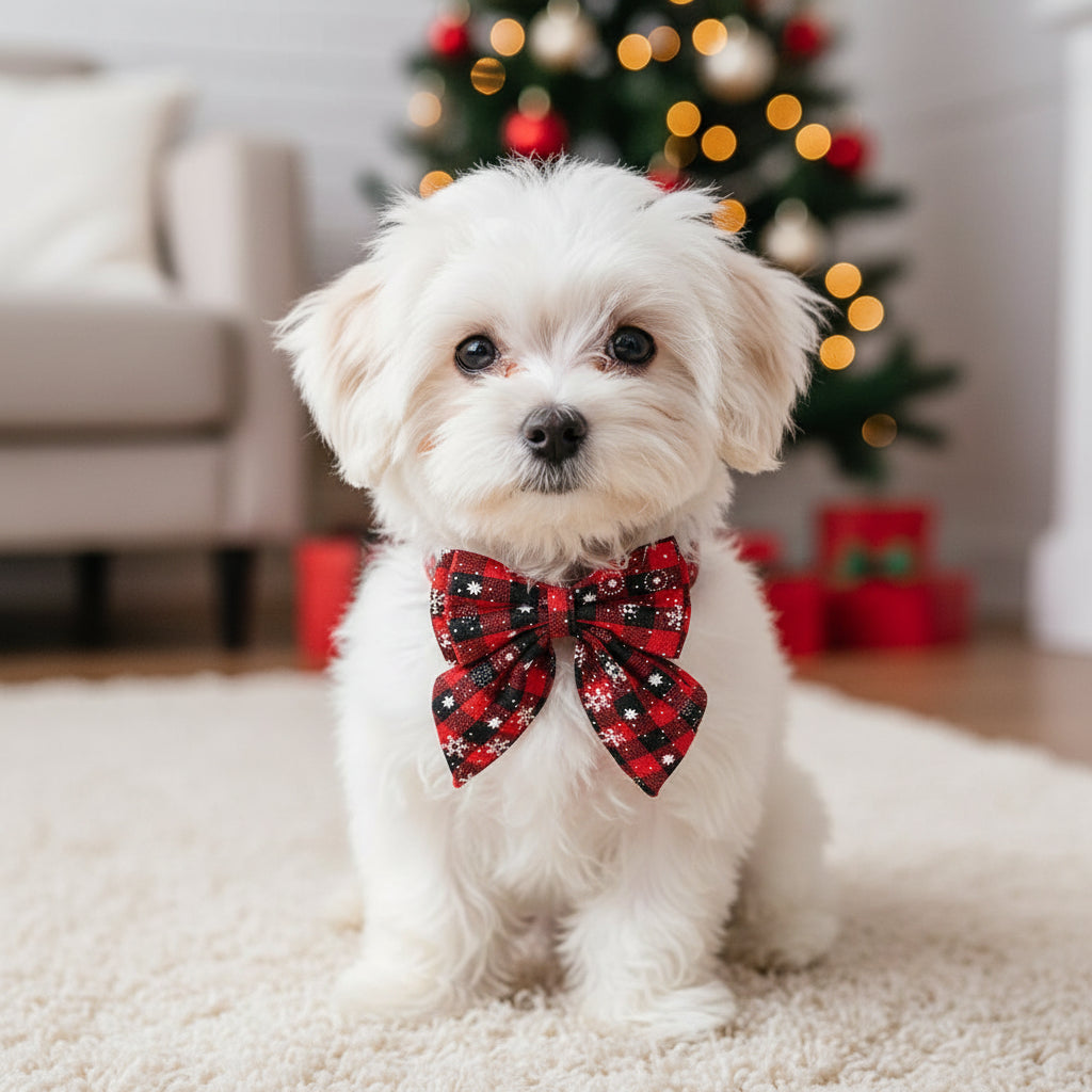 Hundehalsband Weihnachts-Edition : Festliches Design mit Schleife oder Blüte