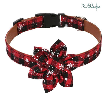 Hundehalsband Weihnachts-Edition : Festliches Design mit Schleife oder Blüte