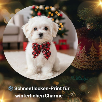 Hundehalsband Weihnachts-Edition : Festliches Design mit Schleife oder Blüte