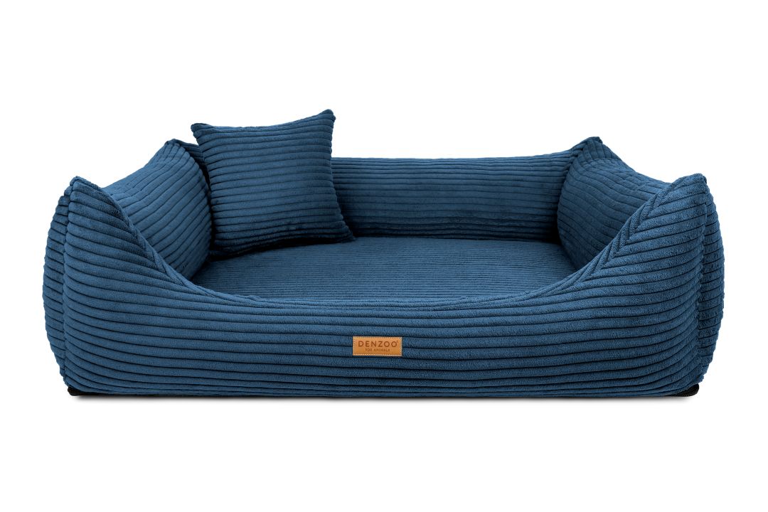 blau-Cord-Hundebett