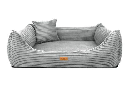 hellgrau-Cord-Hundebett
